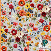 Précommande Avril - Fleurs brodée Fond gris pâle