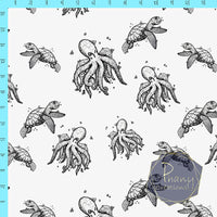Old octopus white background