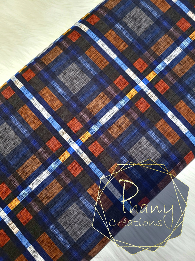 Plaid bleu/orange